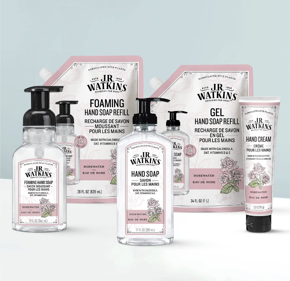 Pouring refill into a bottle to refresh foam and scent.