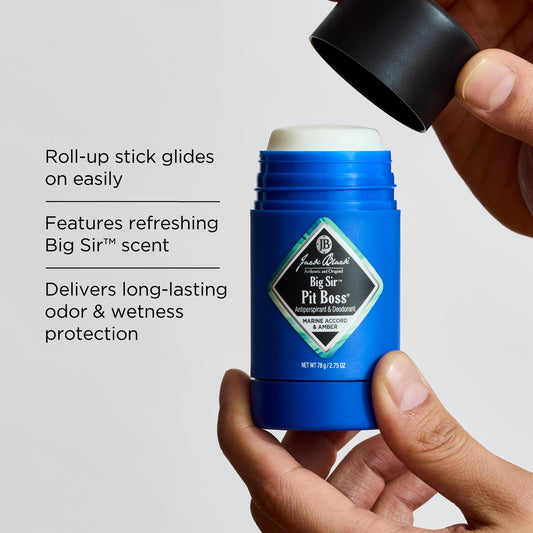Jack Black Big Sir Pit Boss packaging view shows compact solid deodorant