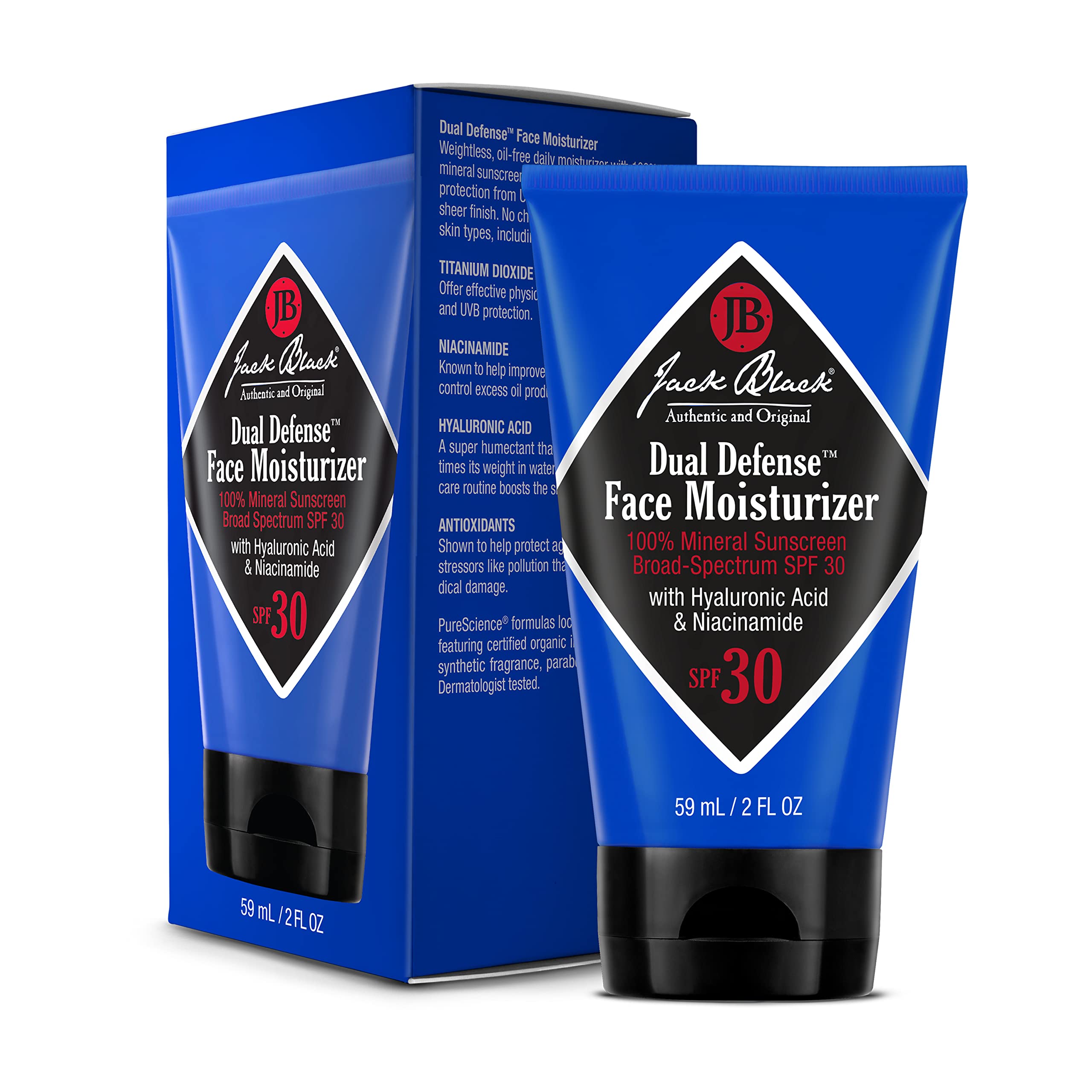 Close up of Jack Black Dual Defense SPF 30 on skin with a transparent finish