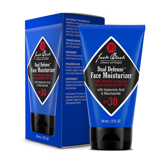 Close up of Jack Black Dual Defense SPF 30 on skin with a transparent finish