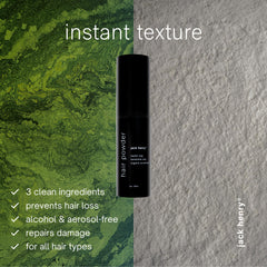 Jack Henry dry shampoo powder texture application shows even root coverage and volume