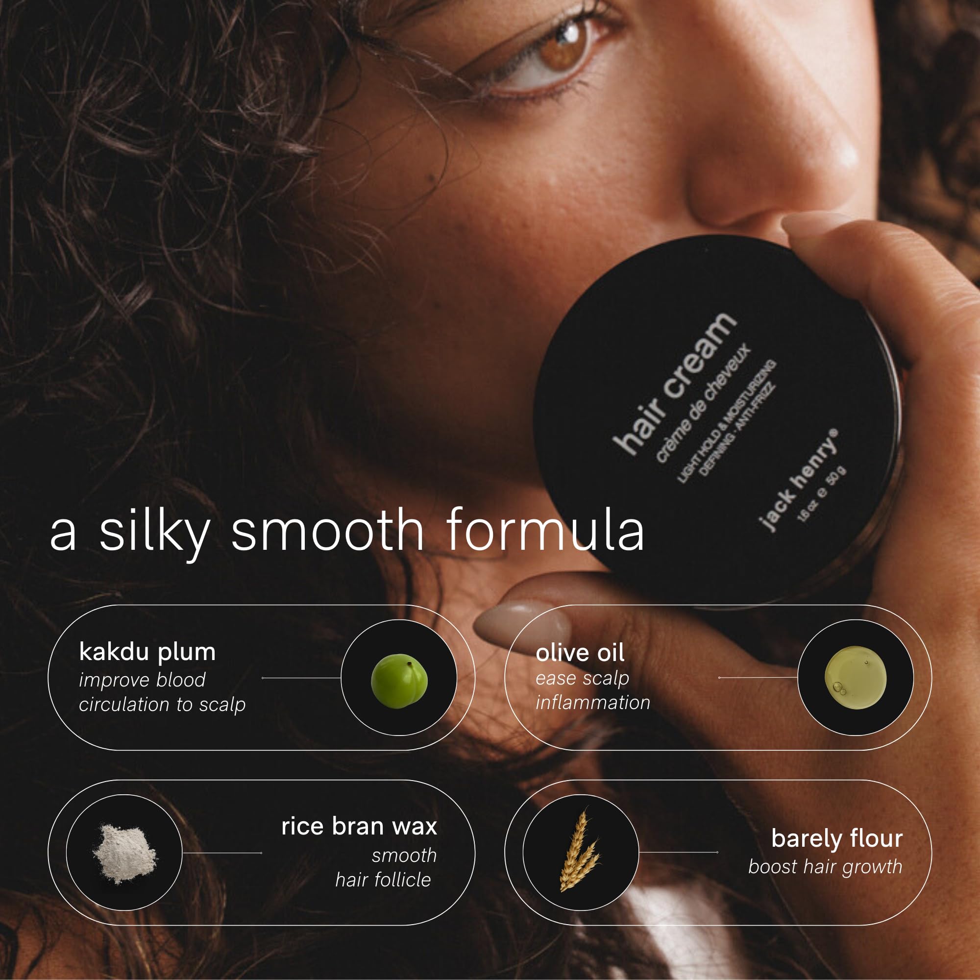 Jack Henry Hair Styling Cream dispenser pump shows easy application for quick styling.