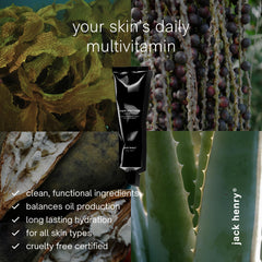 Jack Henry Super Face Cream displays olive, prickly pear, and camellia oils for deep nourishing hydration.