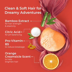 Jack59 Dreams Orange Creamsicle bar conditioner nourishes and smooths fine kid hair.