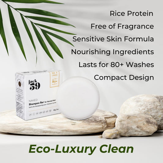 Jack59 shampoo bar with allantoin nourishes scalp while cleansing.