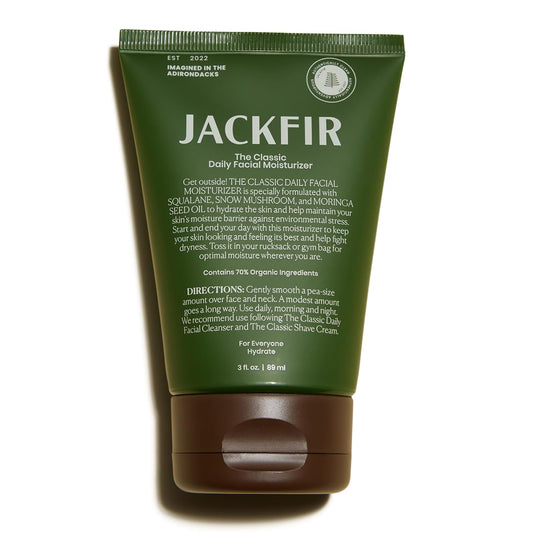 Jackfir Classic Daily Moisturizer jar on wood for natural hydration.