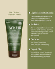 Jackfir Classic Shave Cream lather closeup demonstrates rich, moisturizing foam.