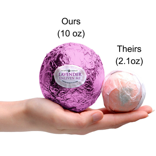 Jackpot Candles Enliven Me lavender bath bomb fragrance provides a relaxing aroma