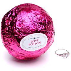Natural essential oils in Love Potion bath bomb for mood enhancement
