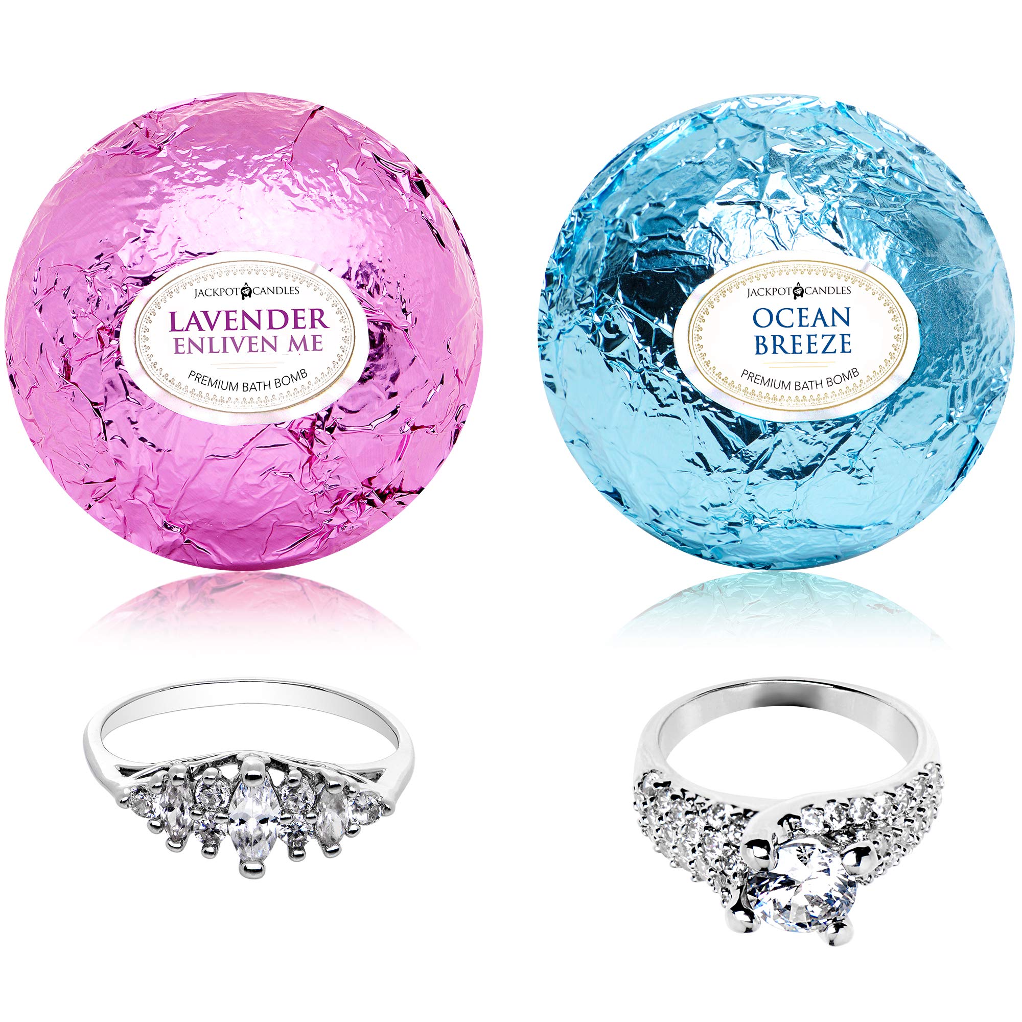 Jackpot Candles Ocean Breeze Lavender bath bomb set with hidden ring and relaxing spa vibe