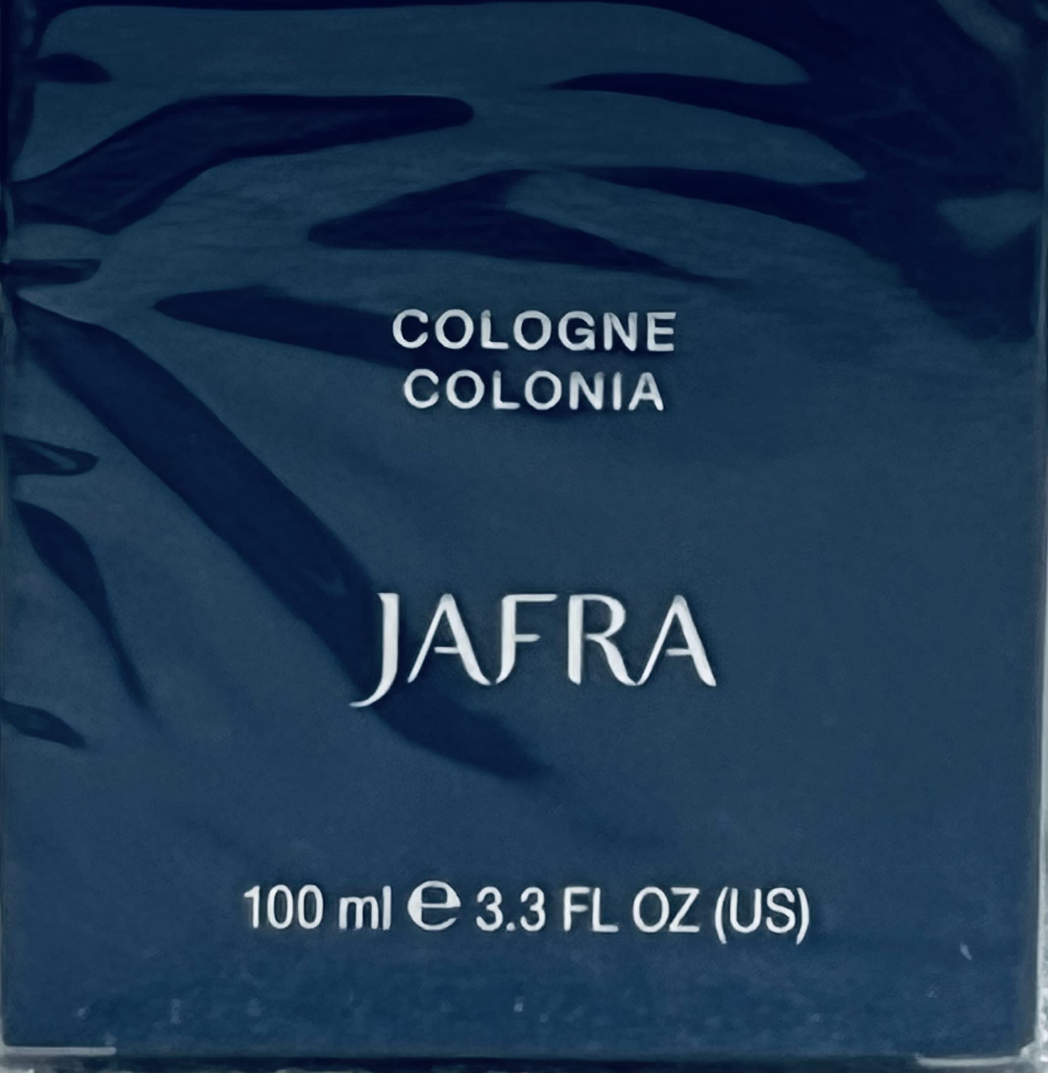 JAFRA JF9 Blue Cologne on display suggests versatile day-to-night wear.