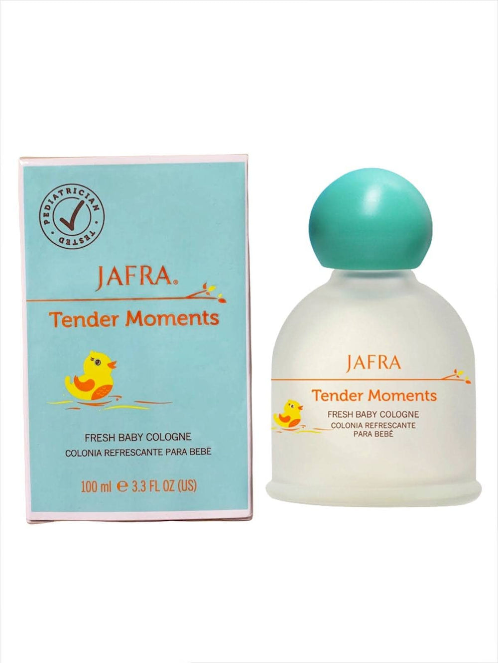 JAFRA Tender Moments Fresh Baby Cologne packaging highlights a soft, child-friendly design.