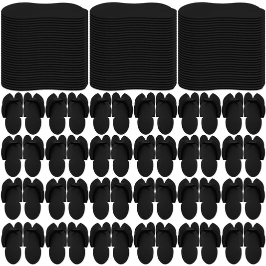 JaGely disposable pedicure slippers in black offer anti-slip security for salons.