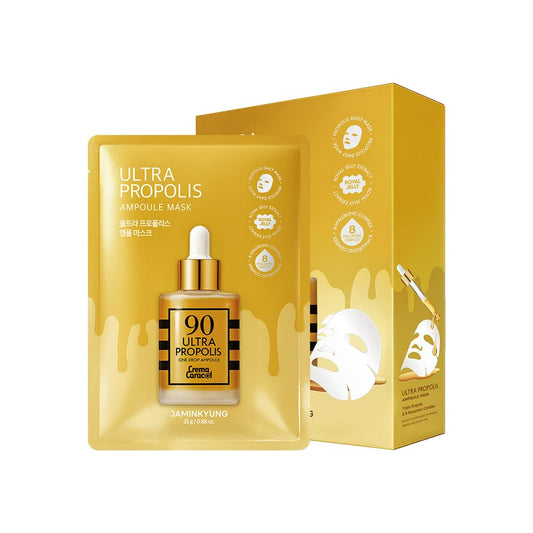 Jaminkyung mask pack with golden ampoule delivering radiant glow