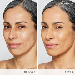 Jane Iredale Skintuition swatch on arm shows buildable medium coverage.