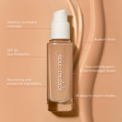 Jane Iredale Skintuition foundation with SPF 30 protection for daytime use.