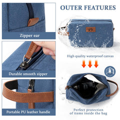 Janhavi toiletry bag blue wheat ear symbol detail, heritage-inspired design.