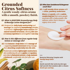 JANICORN sandalwood-bergamot lotion pump showing clean, mess-free application.