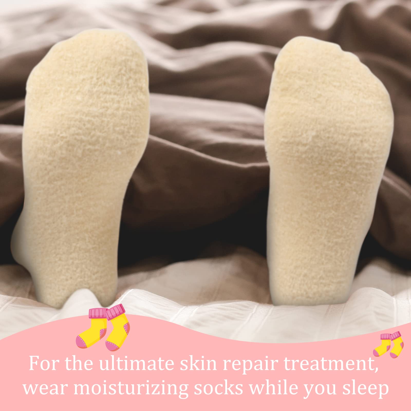 Janmercy Aloe Socks aloe gel infusion detail for potential skin-softening routine.