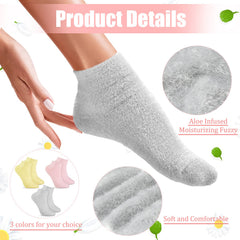 Janmercy Aloe Socks nude close-up showing plush fuzz for soft feet.