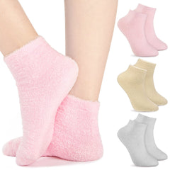 Janmercy Aloe Socks pink close-up for cozy home foot care.