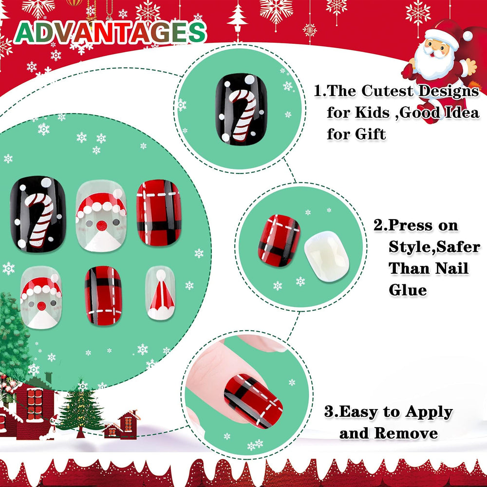 JANYUN Christmas kids nails packaging highlights four themed sets for variety.
