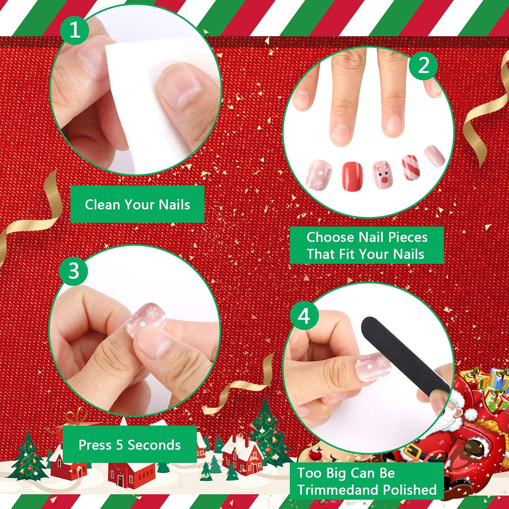 JANYUN Snowman-design nails create cute winter manicure for kids.