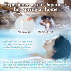 Japan Onsen bath powder creates silky milk-white water for smoother skin.