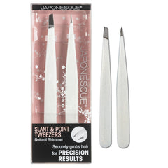 JAPONESQUE pointed tweezers close-up tips enable precise brow removal