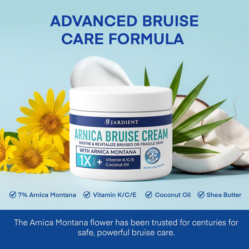 Jardient Arnica Bruise Cream bottle front for quick non greasy absorption