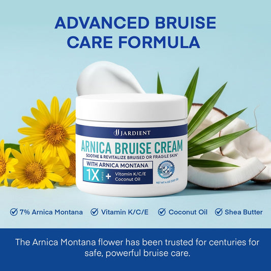 Jardient Arnica Bruise Cream bottle front for quick non greasy absorption
