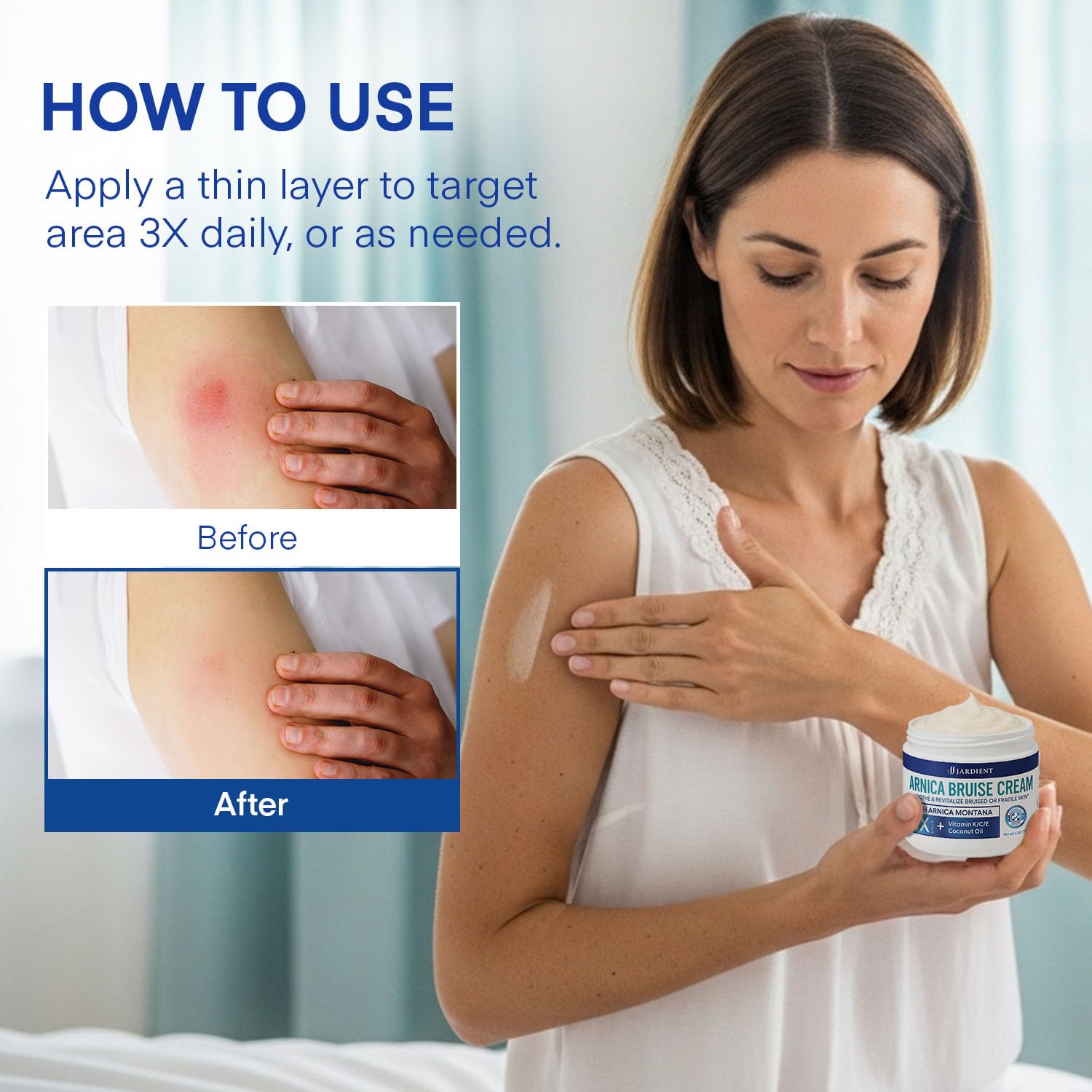 Jardient Arnica Cream label highlights dermatologist tested assurance