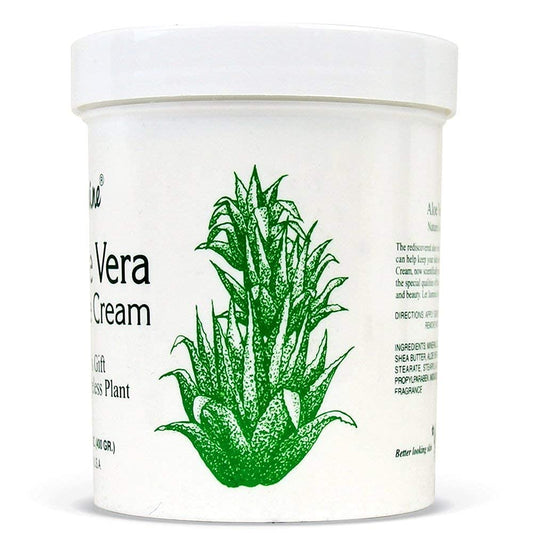 Jasmine Aloe Vera Massage Cream jar open reveals creamy texture.