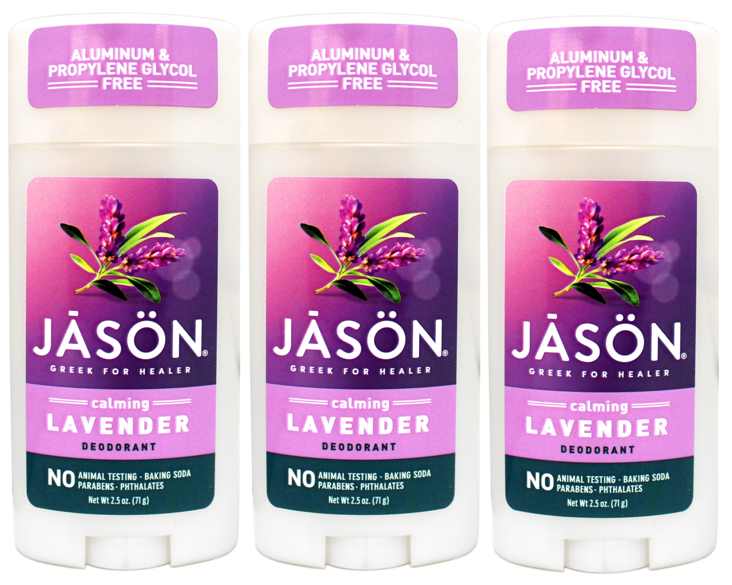 JĀSÖN Calming Lavender Deodorant Stick trio pack front for all-day odor control