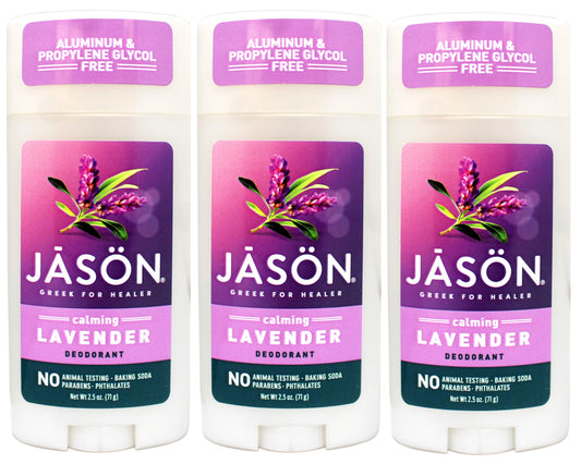 JĀSÖN Calming Lavender Deodorant Stick trio pack front for all-day odor control