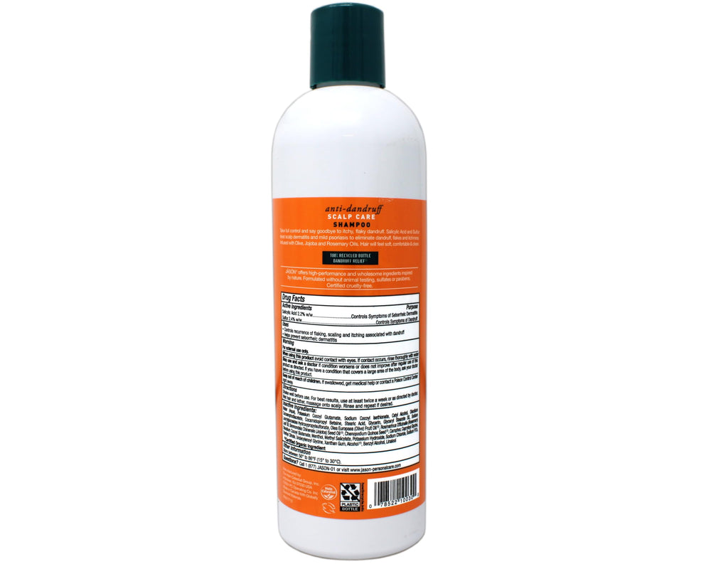 Jason Dandruff Relief formula with rosemary and olive oil for nourished scalp.