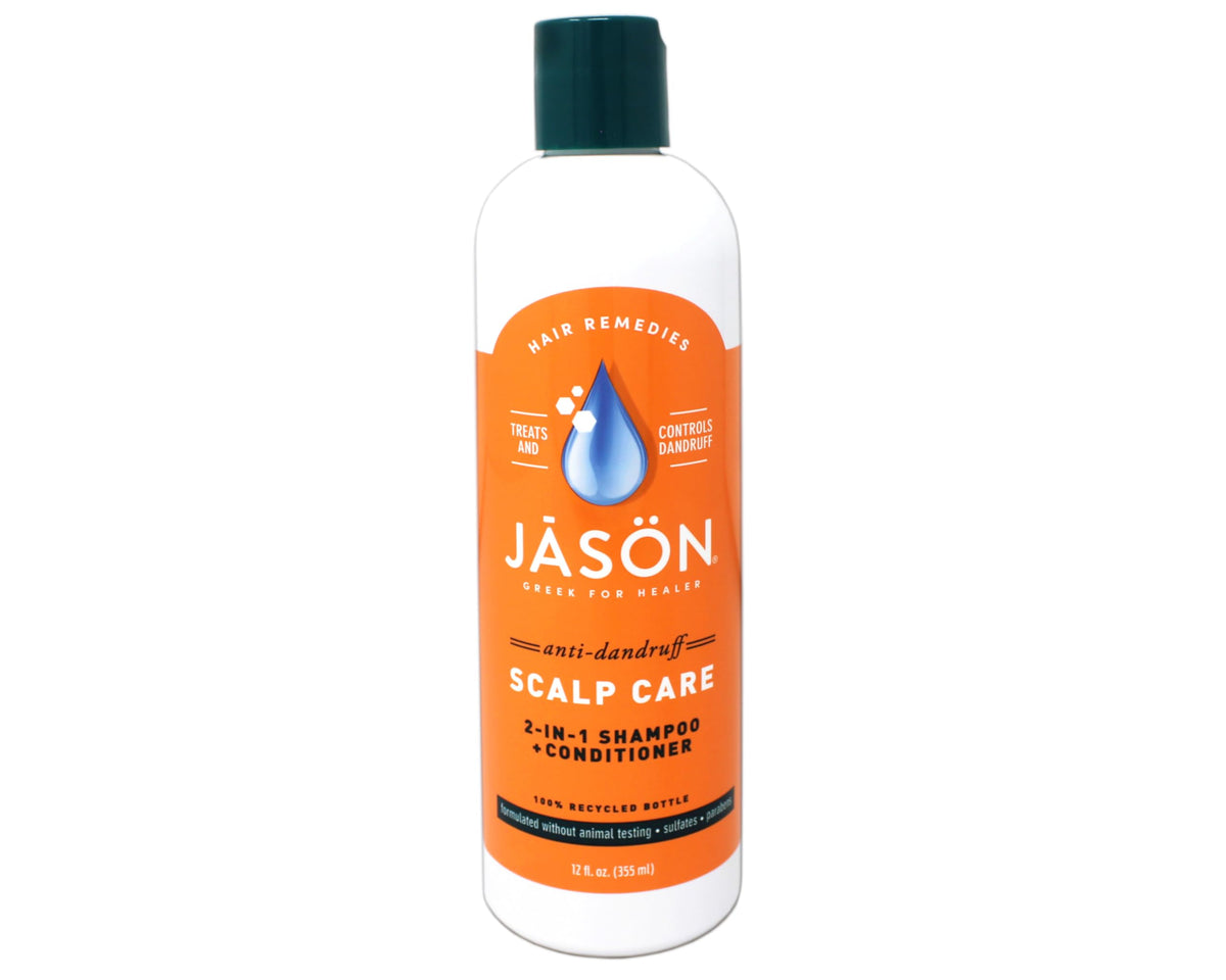Jason Shampoo Dandruff bottle-front highlighting gentle scalp care and nourishing oils.