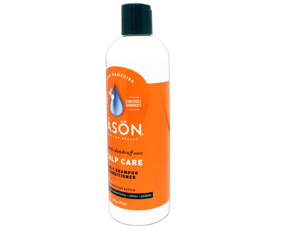 Jason Shampoo Dandruff flake-closeup shows flaky relief and renewed scalp.