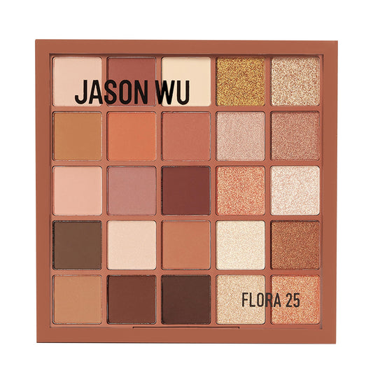 Jason Wu Flora 25 Earth Angel palette swatches with rich pigments for day to night looks.