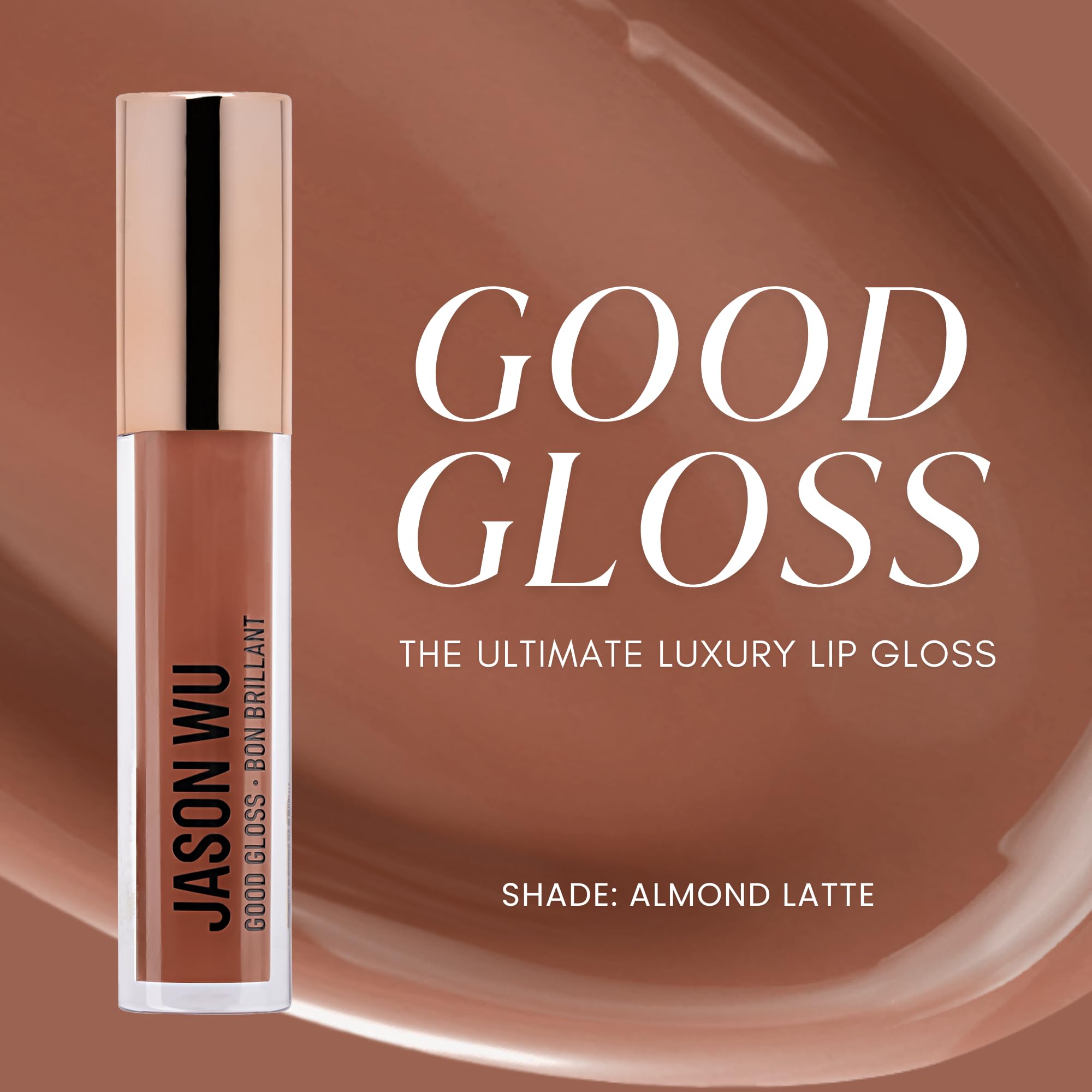 Jason Wu Good Gloss Almond Latte applicator applying smooth medium-coverage color.