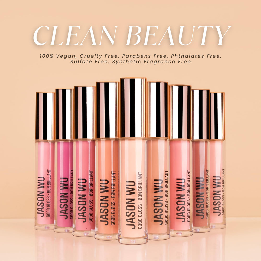 Sleek packaging of Jason Wu Good Gloss Almond Latte conveys luxury and quality.