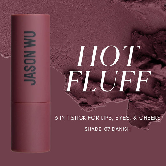 Jason Wu Hot Fluff blush transform demonstrates seamless cheeks and lips for a cohesive monochrome look.