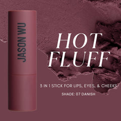 Jason Wu Hot Fluff blush transform demonstrates seamless cheeks and lips for a cohesive monochrome look.