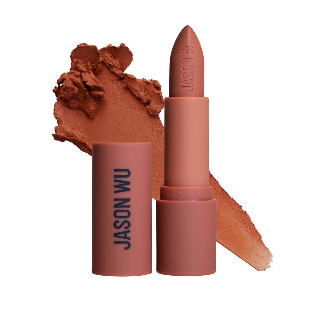Jason Wu Hot Fluff Cannoli lipstick close-up, creamy texture for effortless lip definition.
