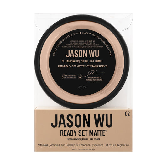 Jason Wu Ready Set Matte translucent powder in a jar for a shine-free finish
