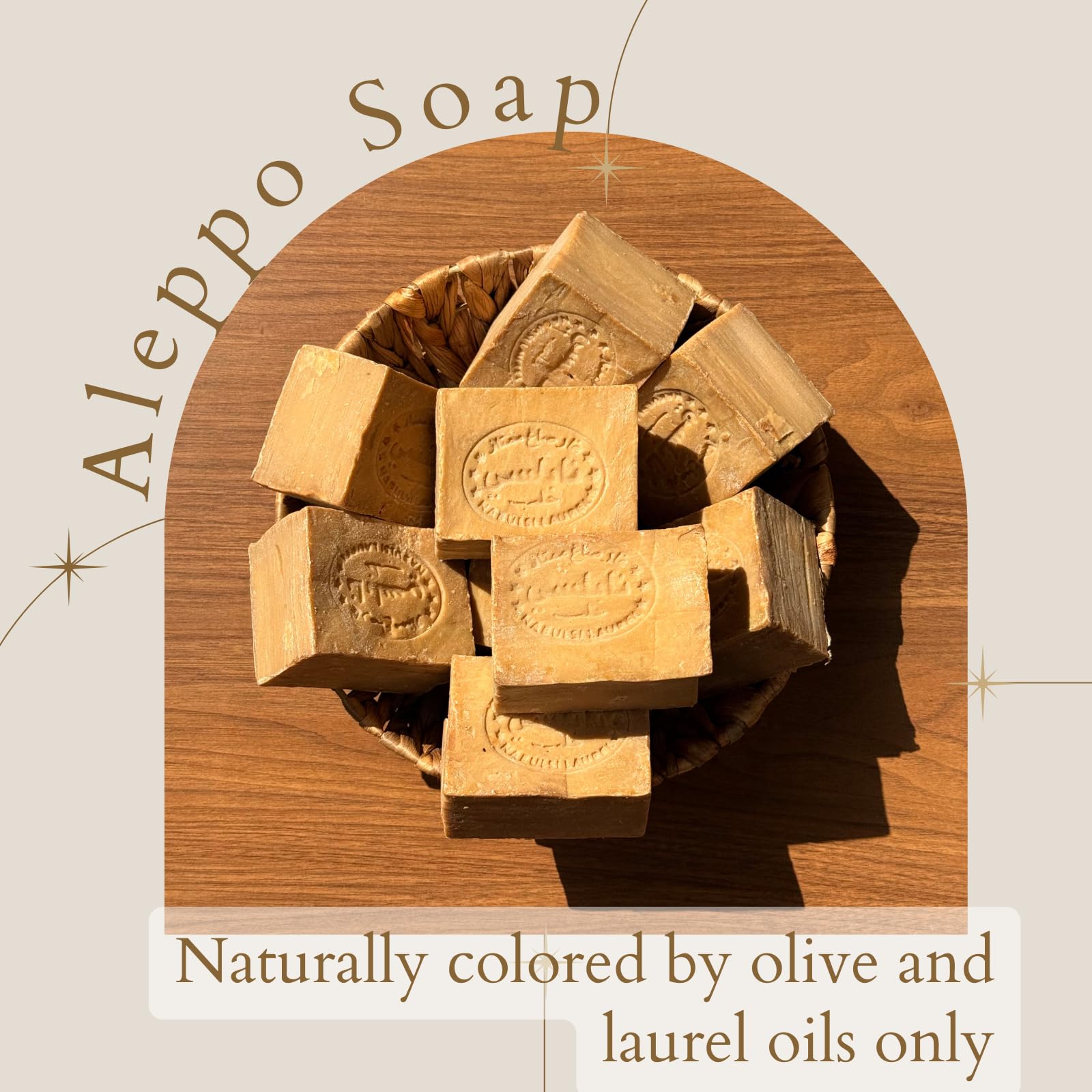 Jatisse Aleppo Soap bar with natural texture, suitable for daily skin and hair care.