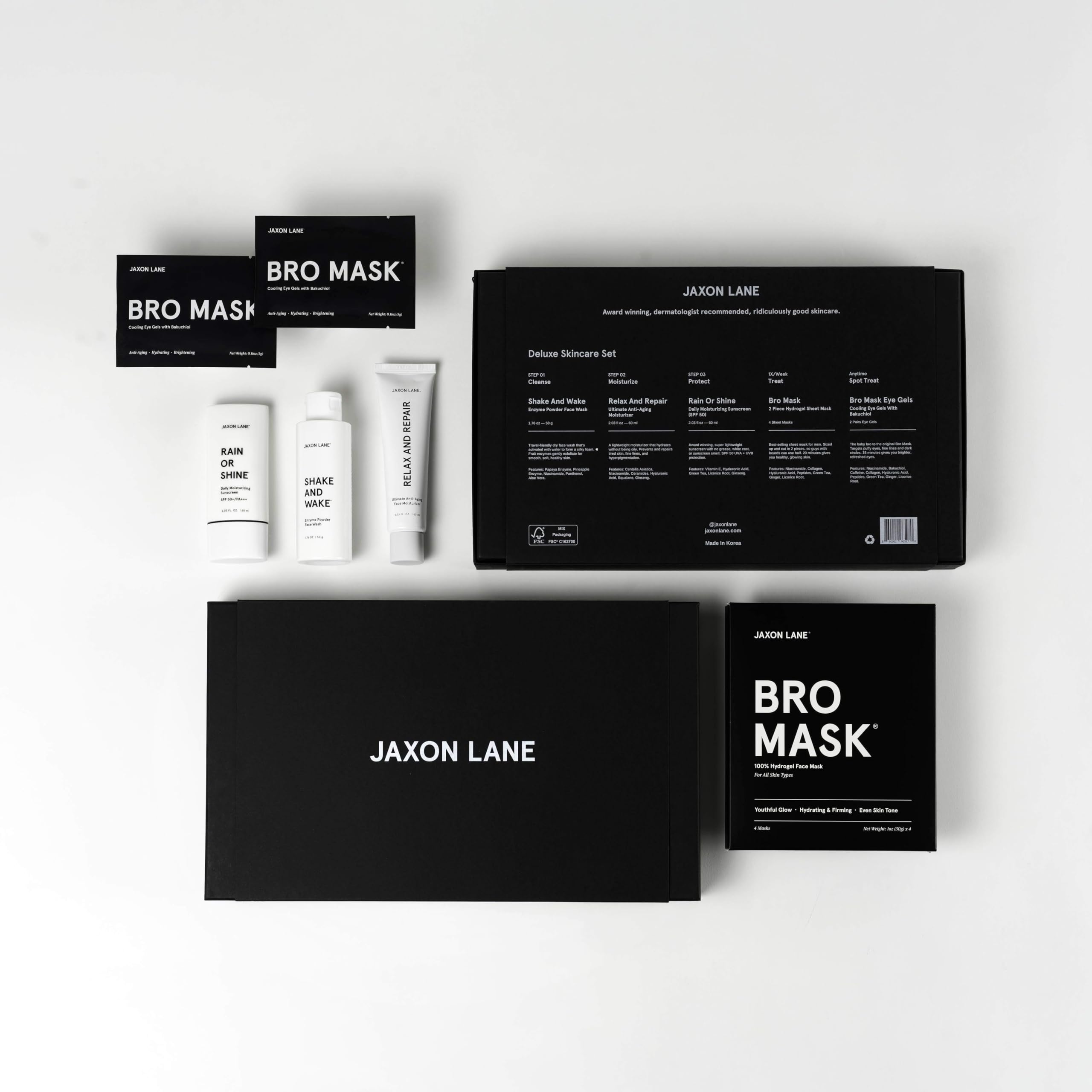JAXON LANE Bro Mask sheet mask 4-pack delivers deep hydration and adhesion