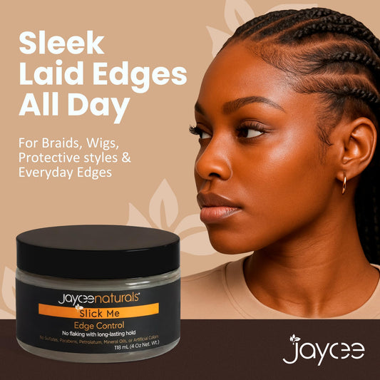 Jaycee Naturals Slick Me Edge Control tames baby hairs without flaking.