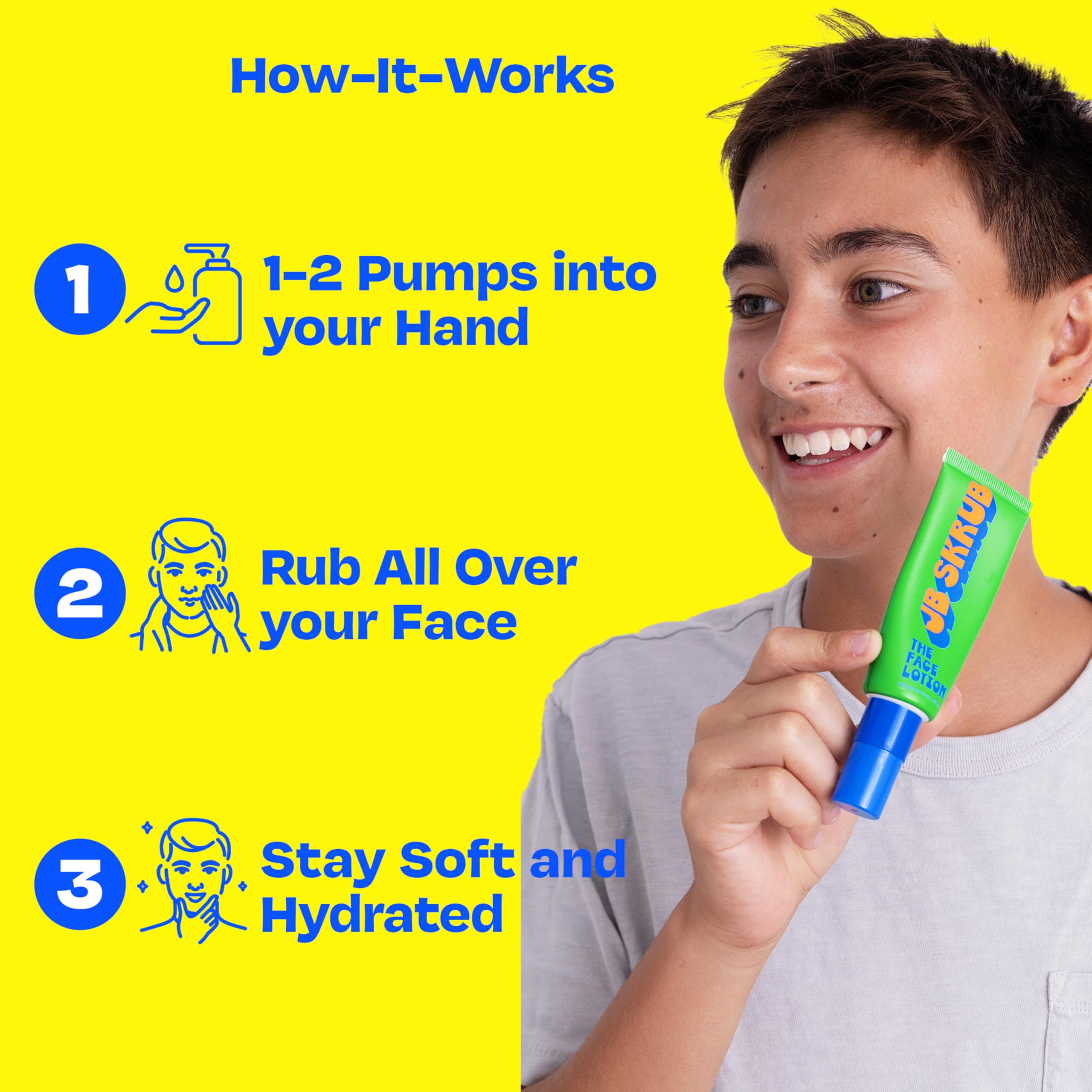 JB SKRUB fragrance-free formula for sensitive skin in kids and teens