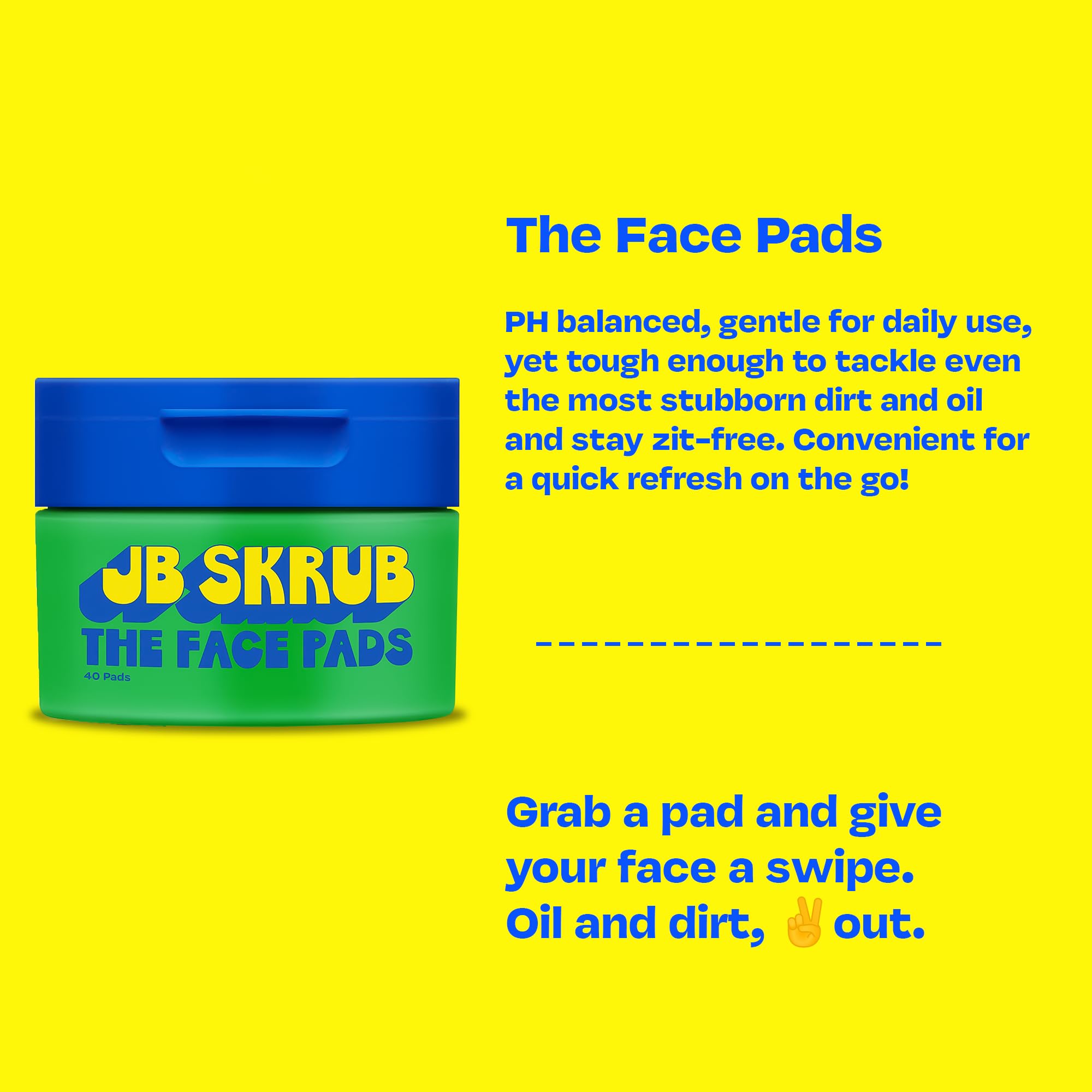 Cooling menthol effect shown on skin with JB SKRUB face pad.